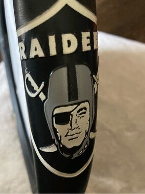 NFL Raiders Black Steering Wheel Cover with White Logo Trim